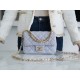 Chanel 24P Pearl Chain Square Boy Bag, Light Gray-Blue  