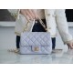 Chanel 24P Pearl Chain Square Boy Bag, Light Gray-Blue  