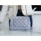 Chanel 24P Pearl Chain Square Boy Bag, Light Gray-Blue  