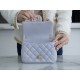 Chanel 24P Pearl Chain Square Boy Bag, Light Gray-Blue  