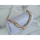 Chanel 24P Pearl Chain Square Boy Bag, Light Gray-Blue  