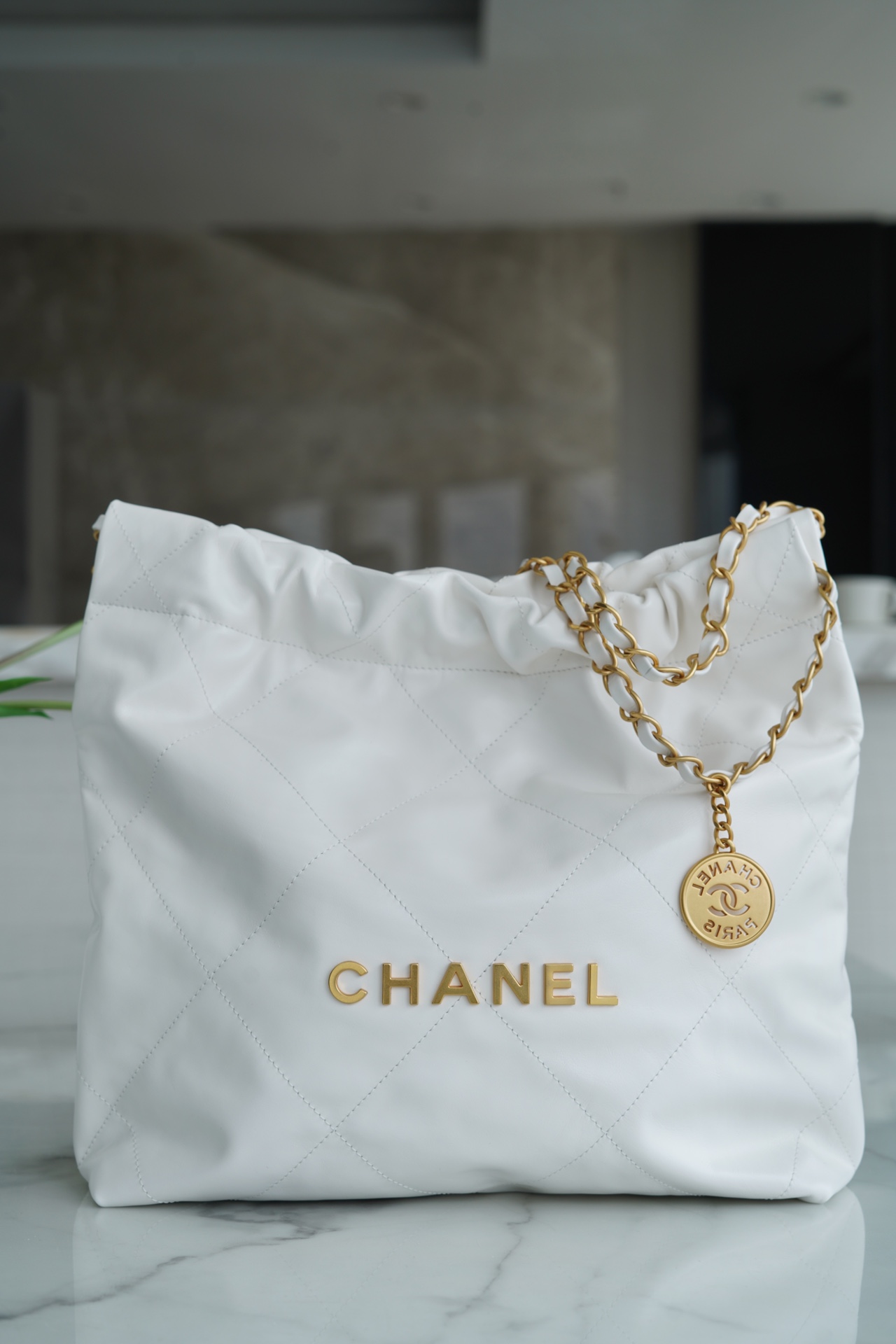 Chanel 22P Bag, Small Size, White with Gold Hardware  