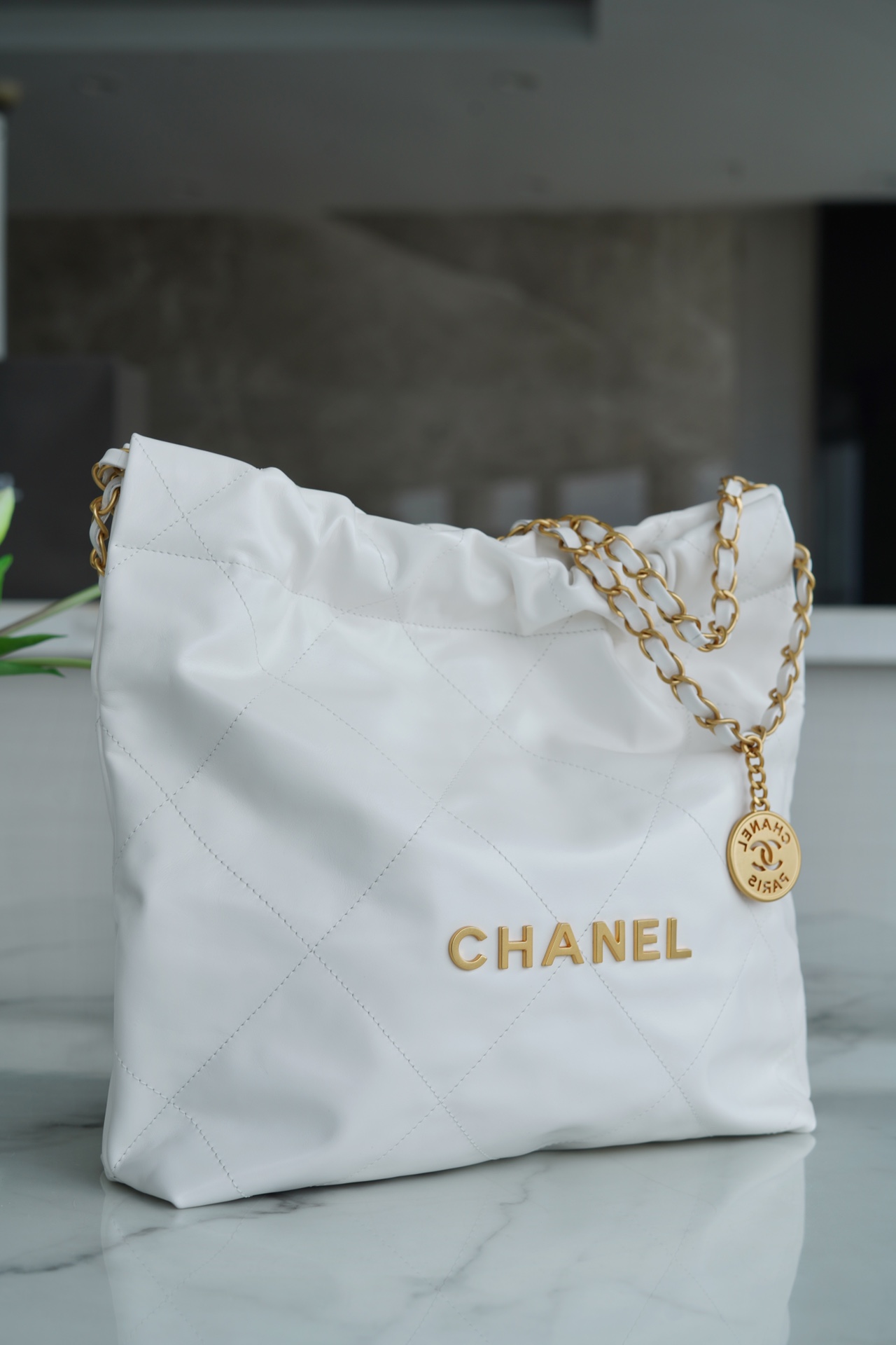 Chanel 22P Bag, Small Size, White with Gold Hardware  