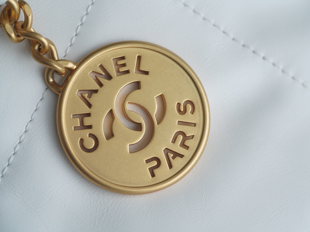 Chanel 22P Bag, Small Size, White with Gold Hardware  