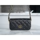 Chanel 23K Fall/Winter 19 Large Shoulder Strap Baguette Bag, Black with Gold Wrinkled Leather  