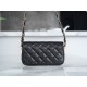 Chanel 23K Fall/Winter 19 Large Shoulder Strap Baguette Bag, Black with Gold Wrinkled Leather  