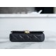 Chanel 23K Fall/Winter 19 Large Shoulder Strap Baguette Bag, Black with Gold Wrinkled Leather  