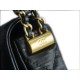 Chanel 23K Fall/Winter 19 Large Shoulder Strap Baguette Bag, Black with Gold Wrinkled Leather  