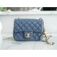 Chanel 23K Metal Ball Square Boy Bag, Haze Blue, Lambskin  