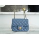 Chanel 23K Metal Ball Square Boy Bag, Haze Blue, Lambskin  