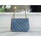 Chanel 23K Metal Ball Square Boy Bag, Haze Blue, Lambskin  