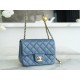 Chanel 23K Metal Ball Square Boy Bag, Haze Blue, Lambskin  