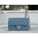 Chanel 23K Metal Ball Mini Square Boy Bag, Haze Blue, Gold Metal  