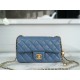 Chanel 23K Metal Ball Mini Square Boy Bag, Haze Blue, Gold Metal  