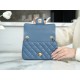 Chanel 23K Metal Ball Mini Square Boy Bag, Haze Blue, Gold Metal  