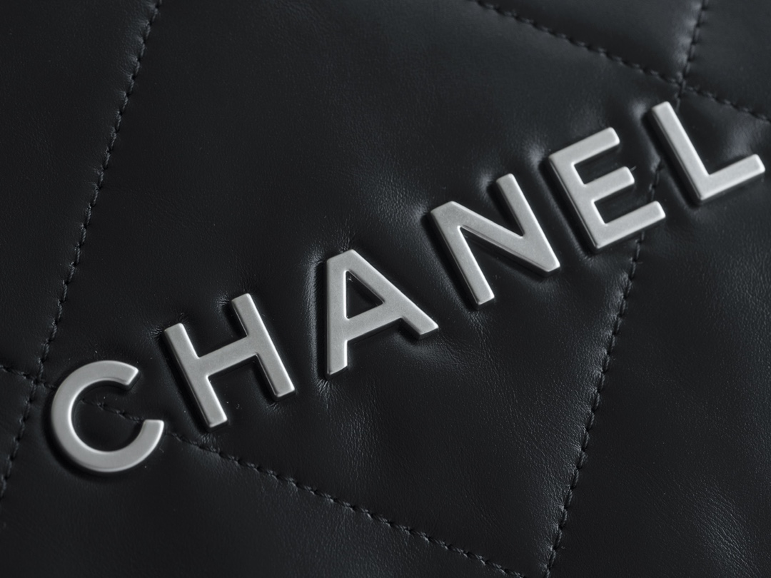 Chanel 22P Spring/Summer New 22 Bag, Black with Silver Hardware, Large Size  