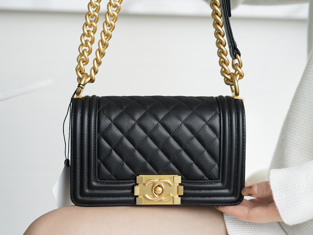 Chanel Leboy Small Ball Pattern, Black with Gold Hardware, Small Size, Caviar Leather  