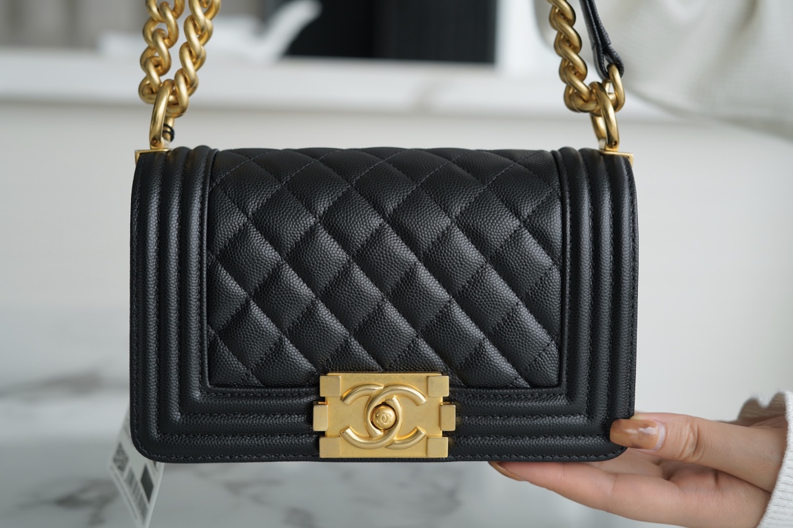 Chanel Leboy Small Ball Pattern, Black with Gold Hardware, Small Size, Caviar Leather  