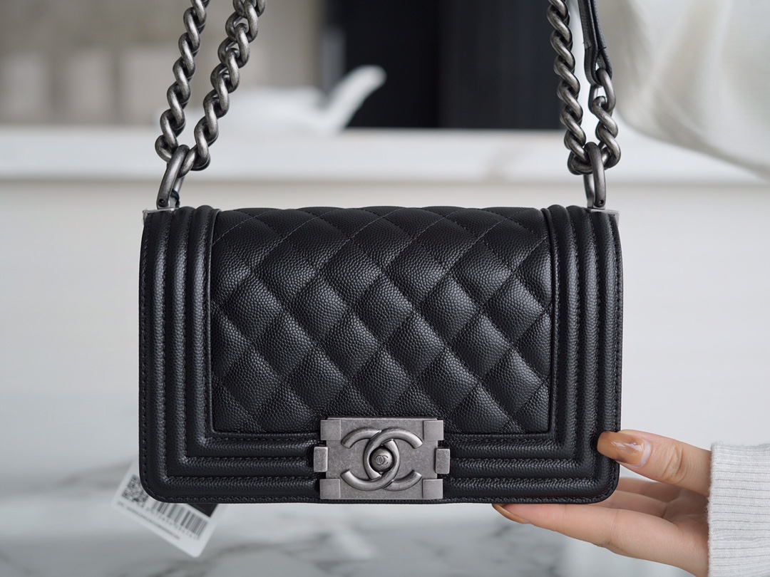 Chanel Leboy Small Ball Pattern, Black with Silver Hardware, Small Size, Caviar Leather  