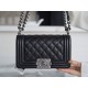 Chanel Leboy Small Ball Pattern, Black with Silver Hardware, Small Size, Caviar Leather  