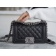 Chanel Leboy Small Ball Pattern, Black with Silver Hardware, Small Size, Caviar Leather  