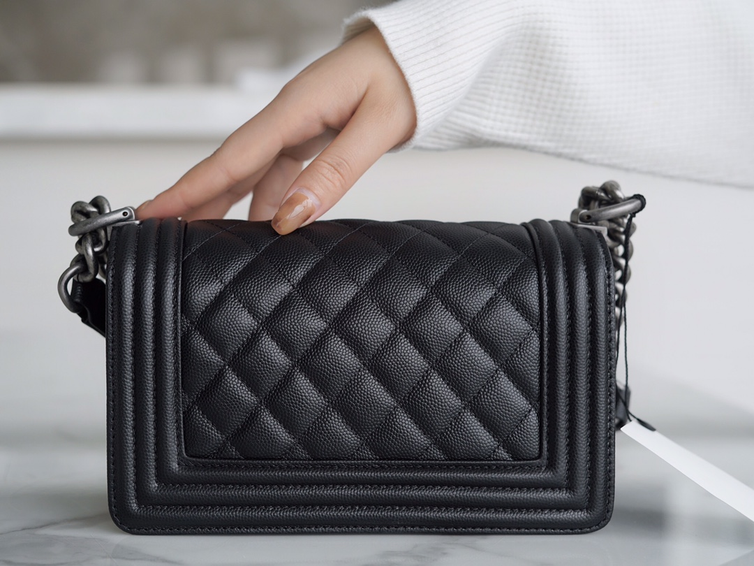 Chanel Leboy Small Ball Pattern, Black with Silver Hardware, Small Size, Caviar Leather  