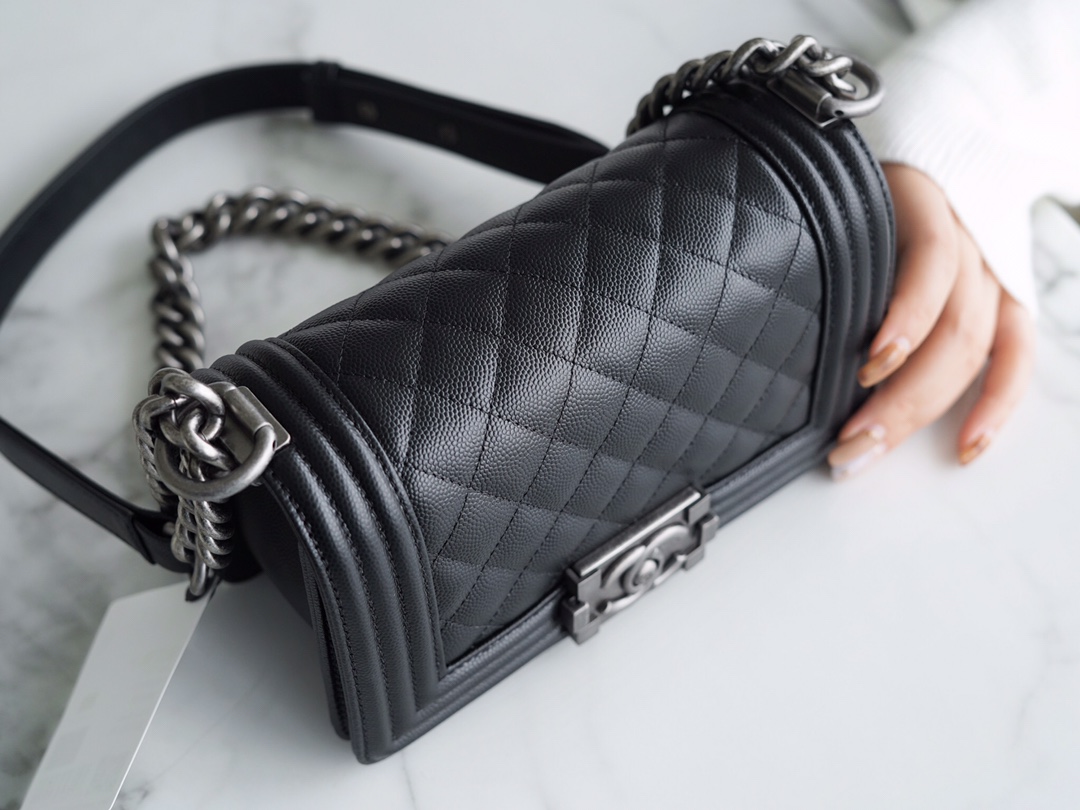 Chanel Leboy Small Ball Pattern, Black with Silver Hardware, Small Size, Caviar Leather  