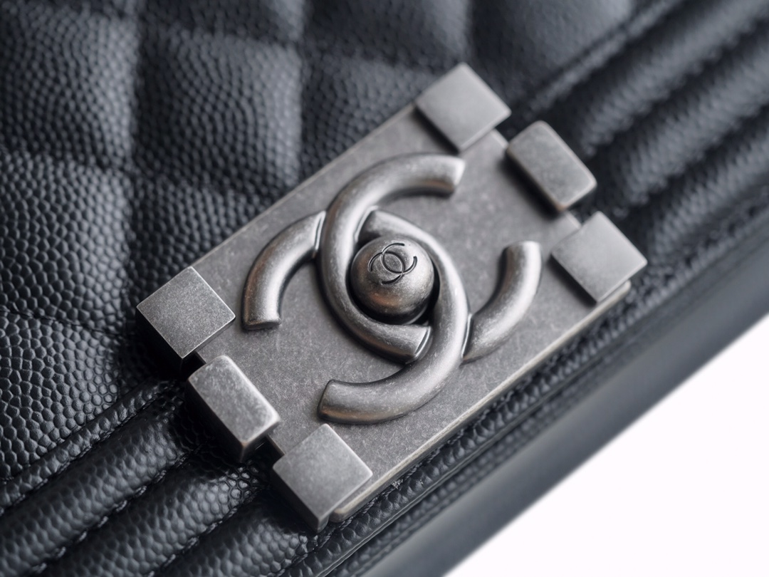 Chanel Leboy Small Ball Pattern, Black with Silver Hardware, Small Size, Caviar Leather  