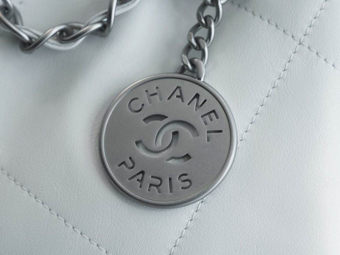 Chanel 22P Bag, White with Silver Hardware, Small Size  