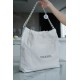 Chanel 22P Bag, White with Silver Hardware, Medium Size  