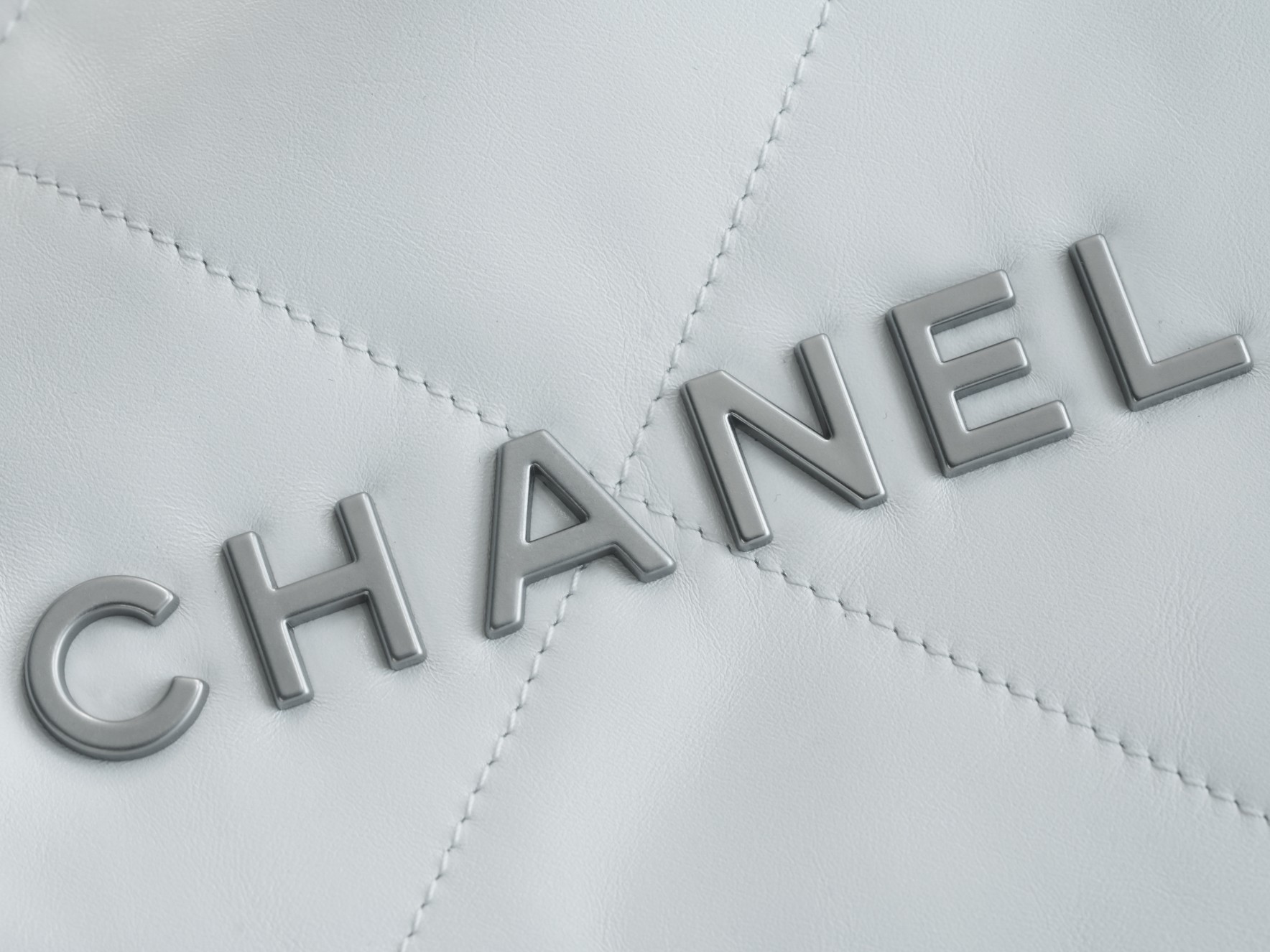 Chanel 22P Bag, White with Silver Hardware, Medium Size  