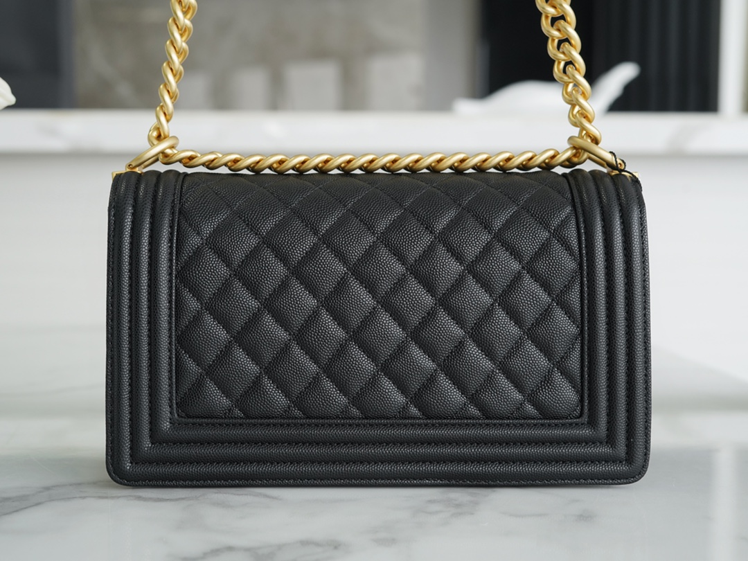 Chanel Leboy Small Ball Pattern, Black with Gold Hardware, Medium Size, Caviar Leather  