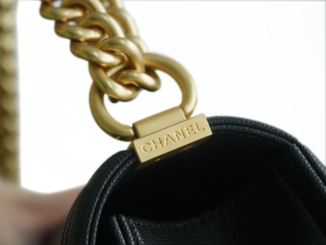 Chanel Leboy Small Ball Pattern, Black with Gold Hardware, Medium Size, Caviar Leather  