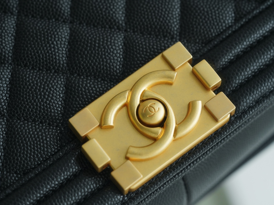 Chanel Leboy Small Ball Pattern, Black with Gold Hardware, Medium Size, Caviar Leather  