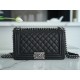 Chanel Leboy Small Ball Pattern, Black with Silver Hardware, Medium Size, Caviar Leather