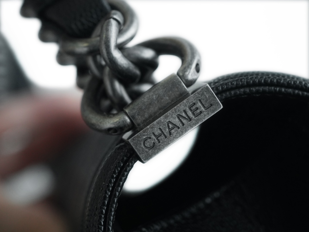 Chanel Leboy Small Ball Pattern, Black with Silver Hardware, Medium Size, Caviar Leather