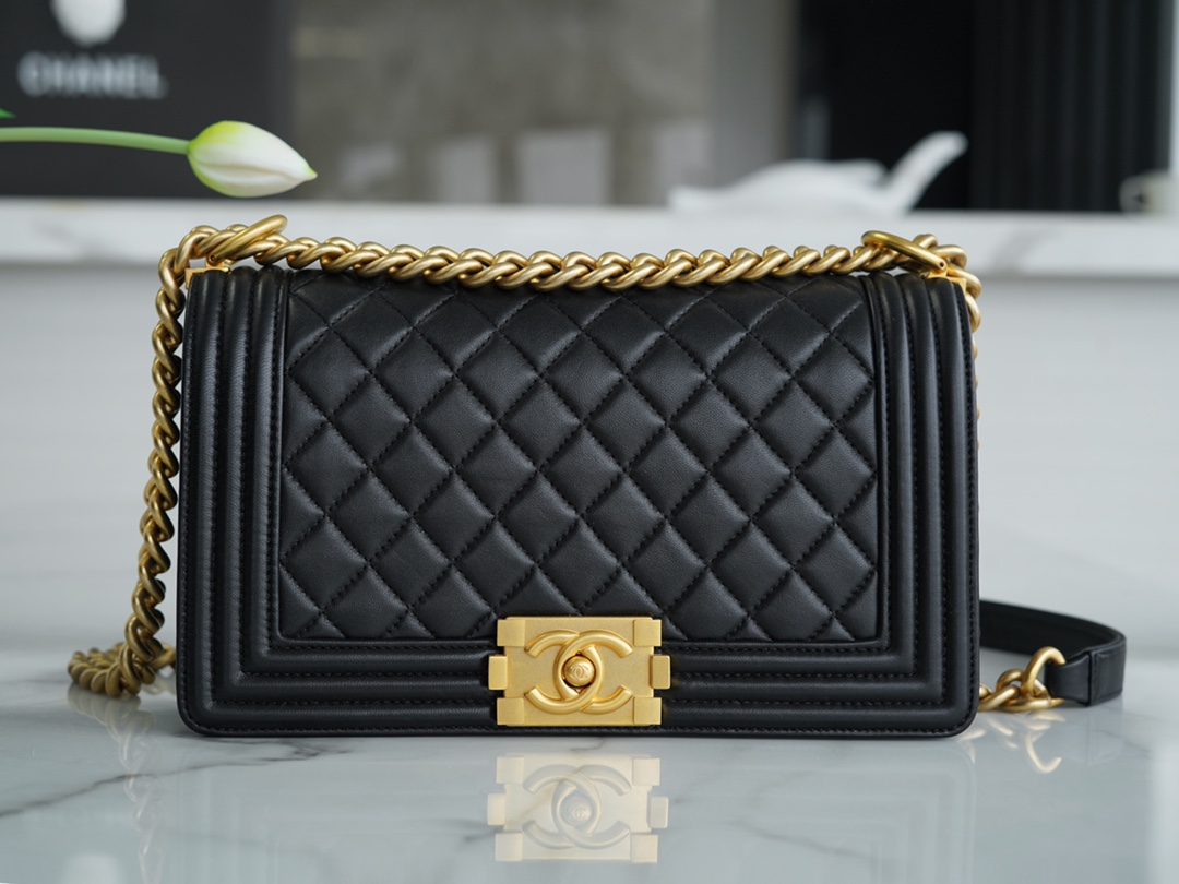 Chanel Leboy Medium Size, Black with Gold Hardware, Lambskin