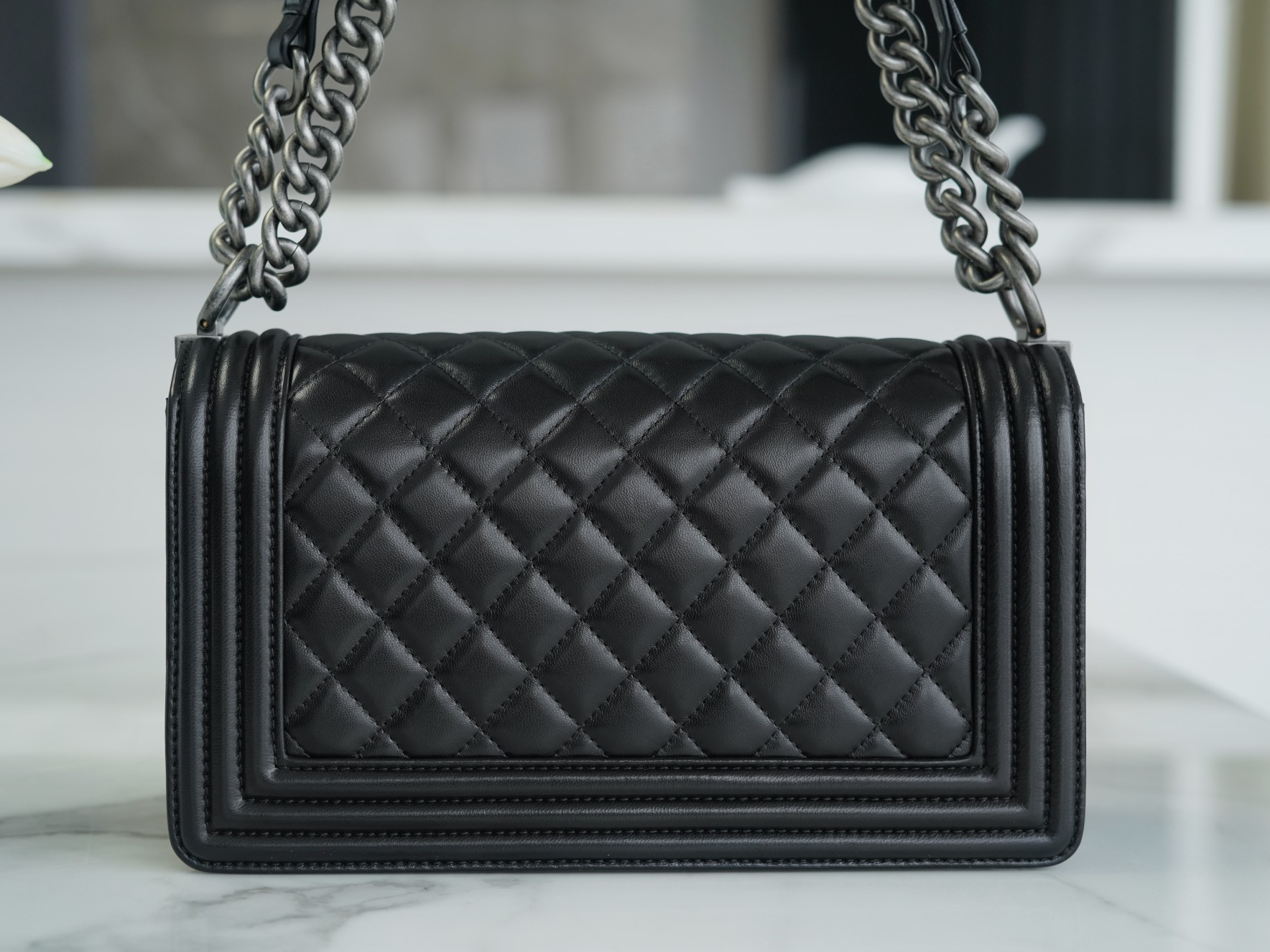 Chanel Leboy Medium Size, Black with Silver Hardware, Lambskin  