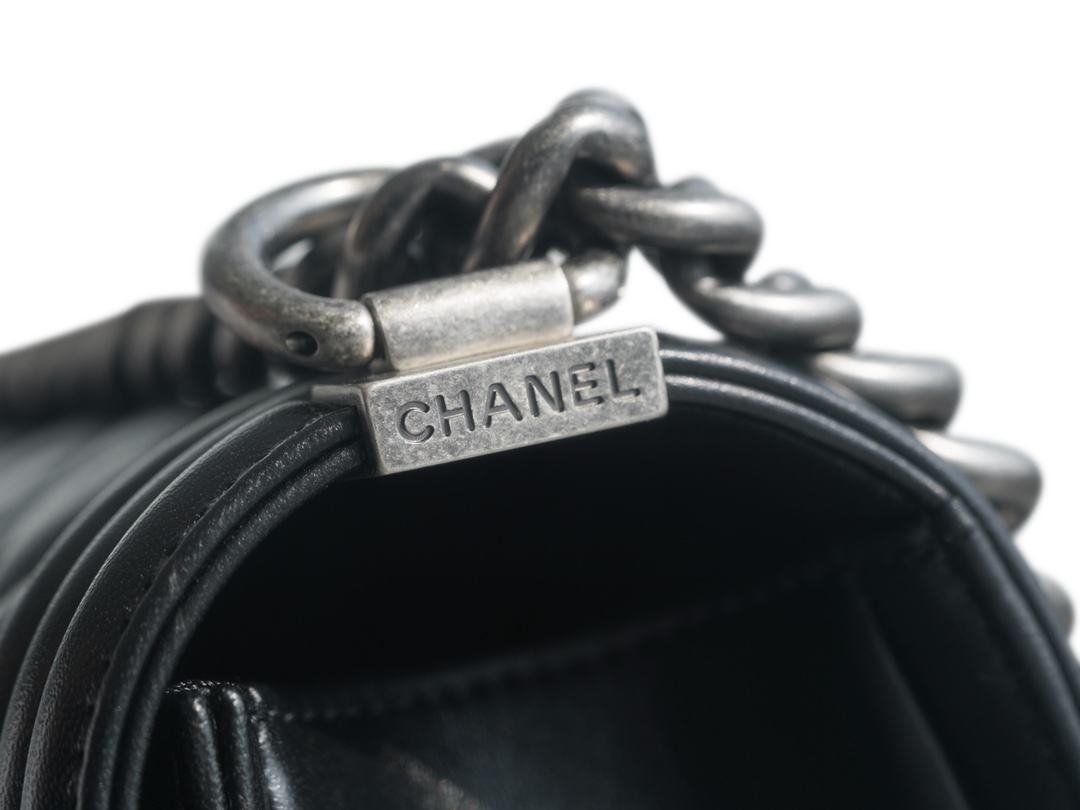 Chanel Leboy Medium Size, Black with Silver Hardware, Lambskin  