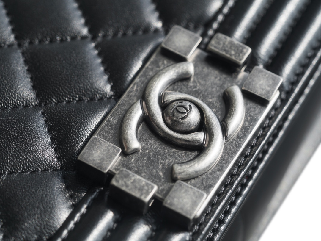 Chanel Leboy Medium Size, Black with Silver Hardware, Lambskin  