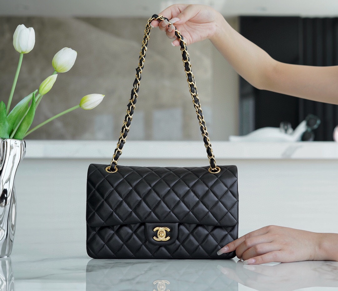 Classic Flap, Black with Gold Hardware, Lambskin