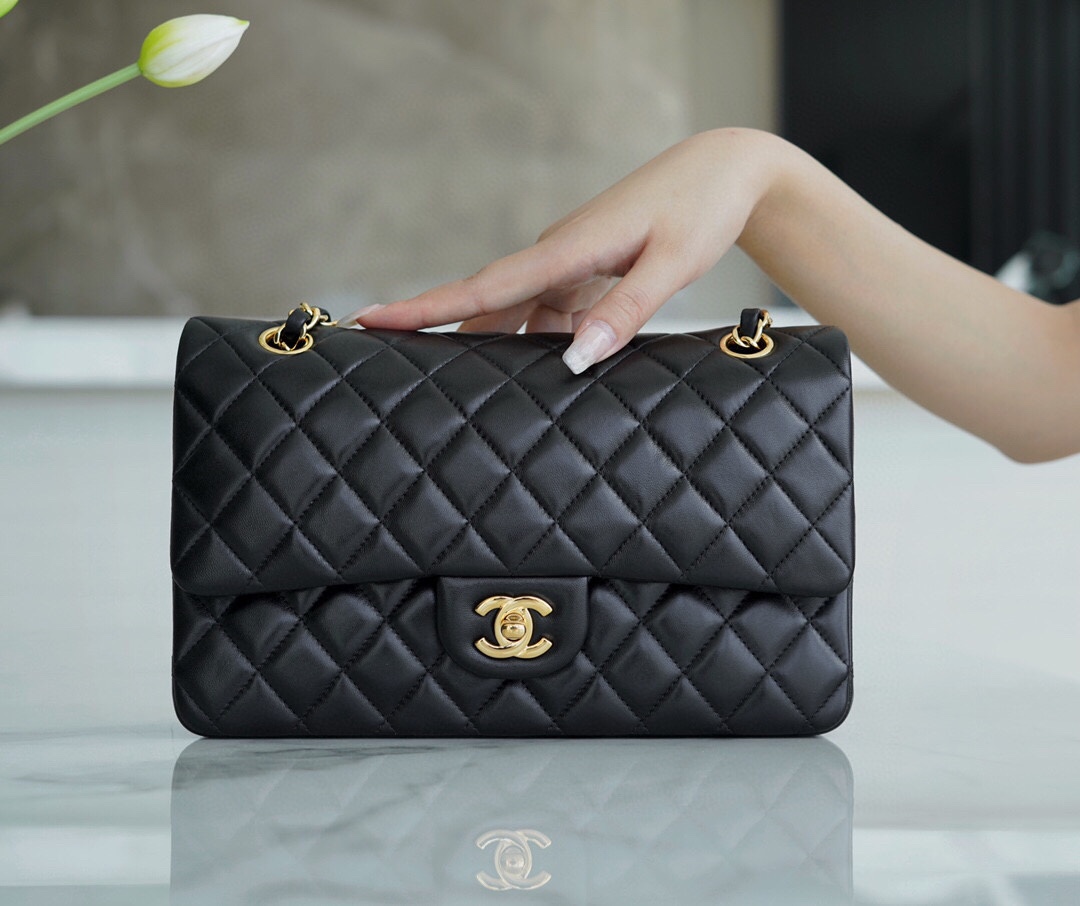 Classic Flap, Black with Gold Hardware, Lambskin