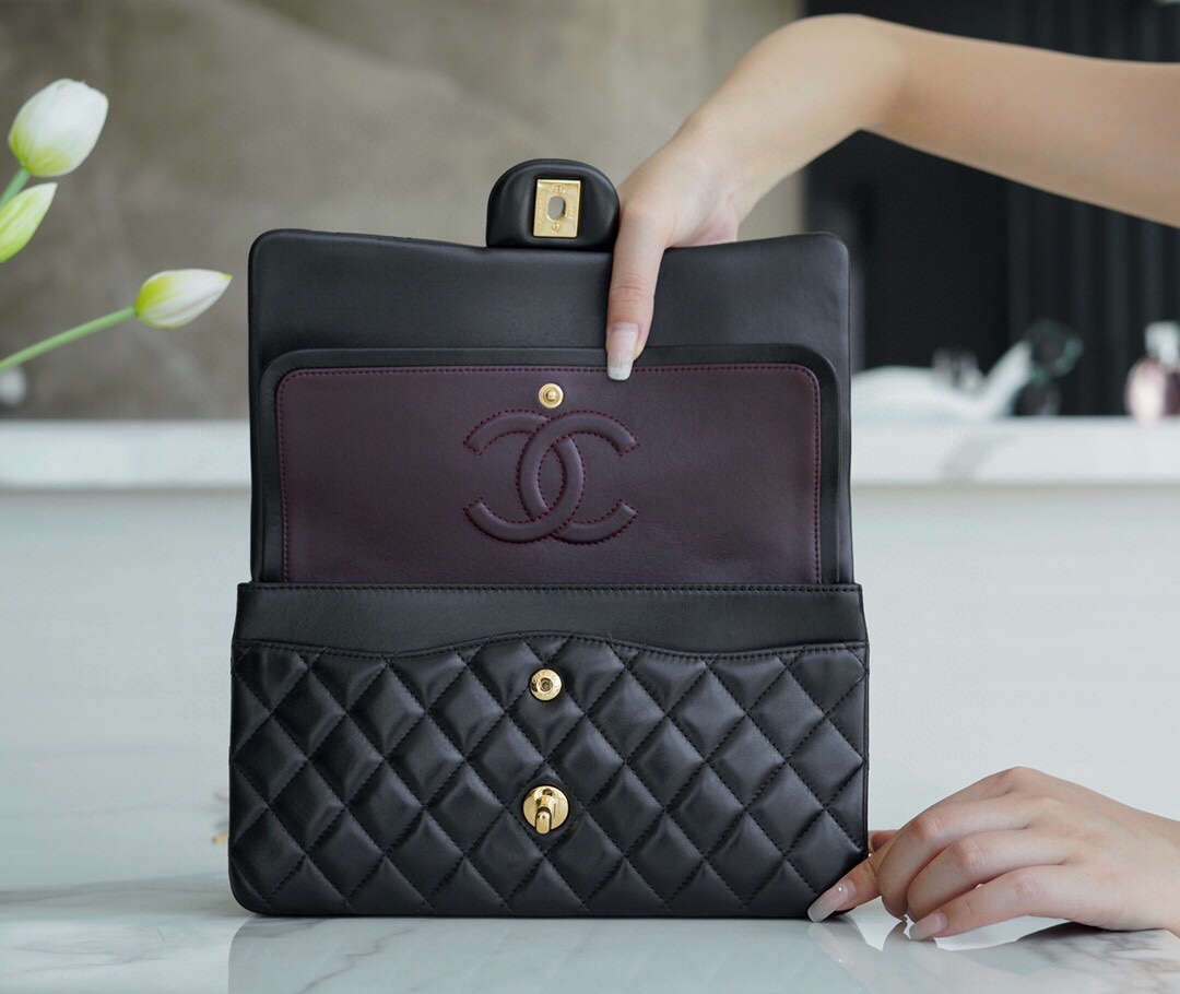 Classic Flap, Black with Gold Hardware, Lambskin