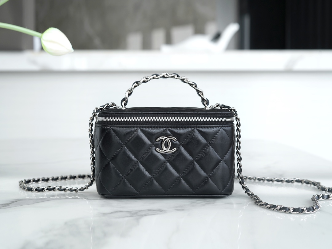 Chanel 23K Crystal Handle Long Box, Leather  