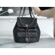 Chanel 23C Duma Backpack, Large Size, Black, Calfskin  