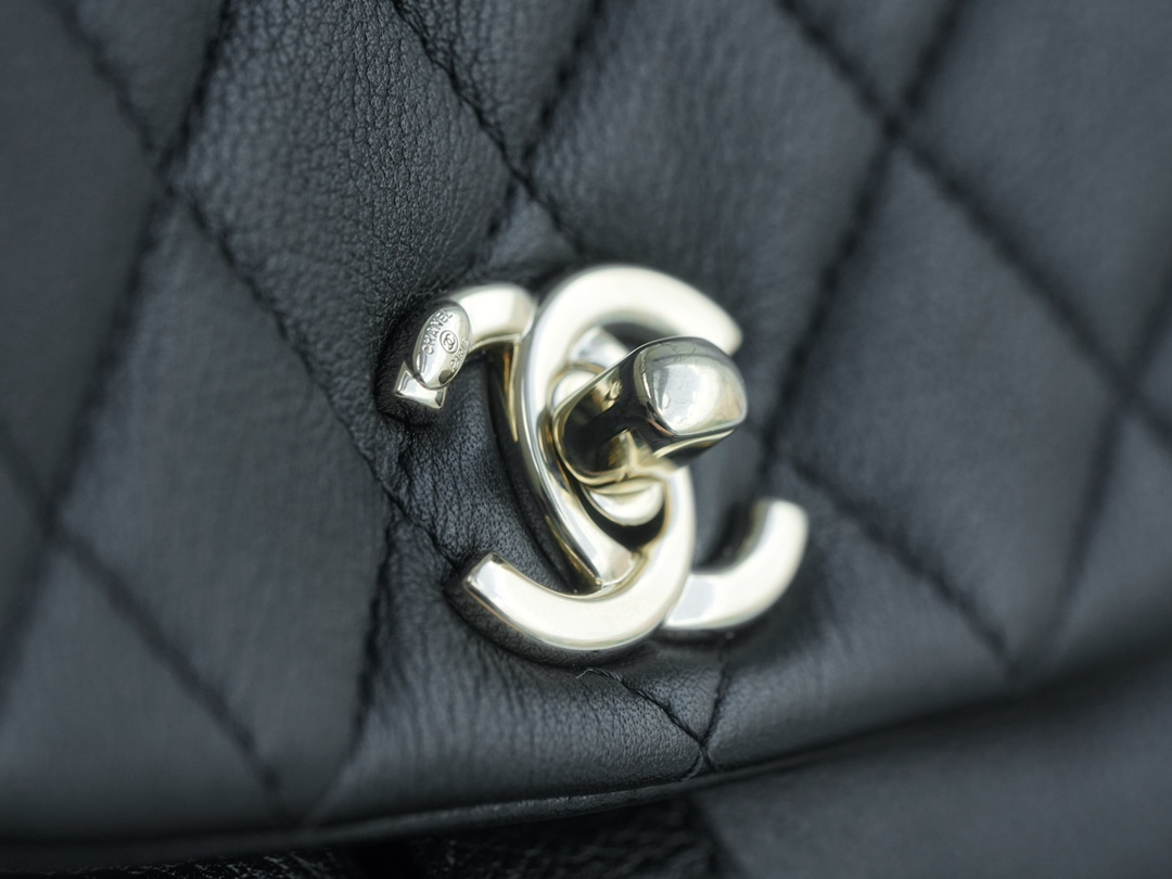 Chanel 23C Duma Backpack, Large Size, Black, Calfskin  