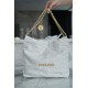 Chanel 22P Handbag, Small Size, White with Gold Hardware, Leather  