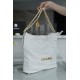 Chanel 22P Handbag, Small Size, White with Gold Hardware, Leather  