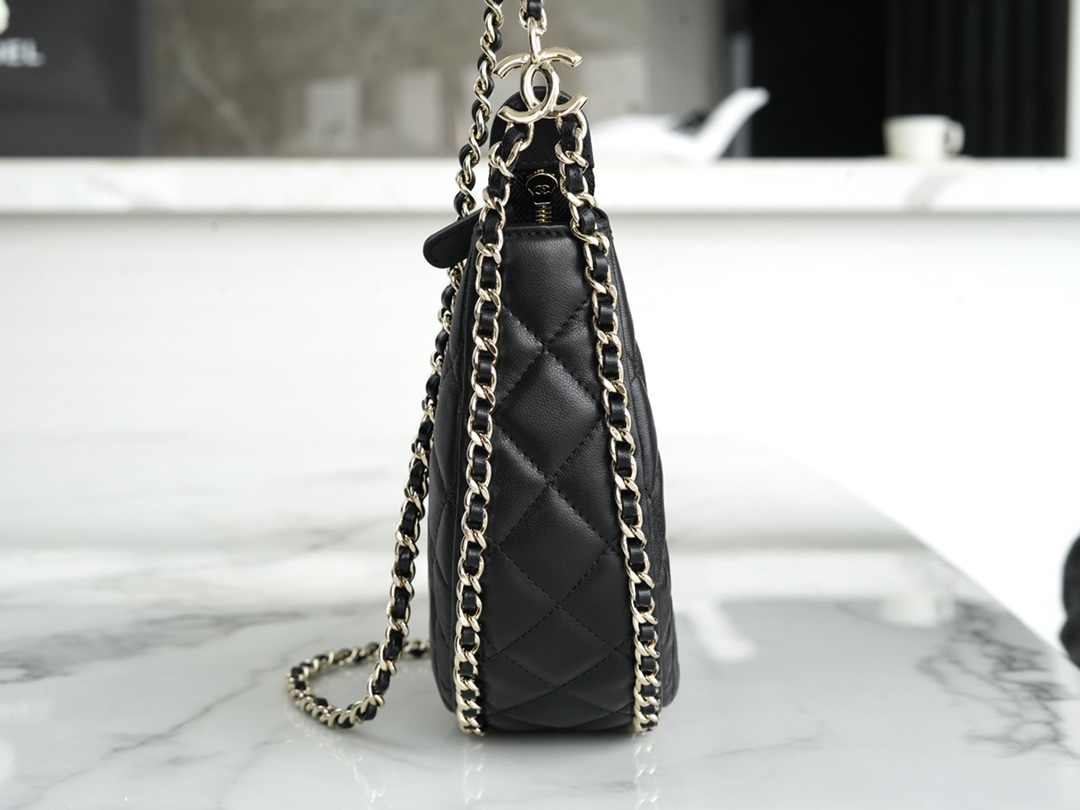 Chanel 23P Moon/Crescent Bag, Large Size, Black  