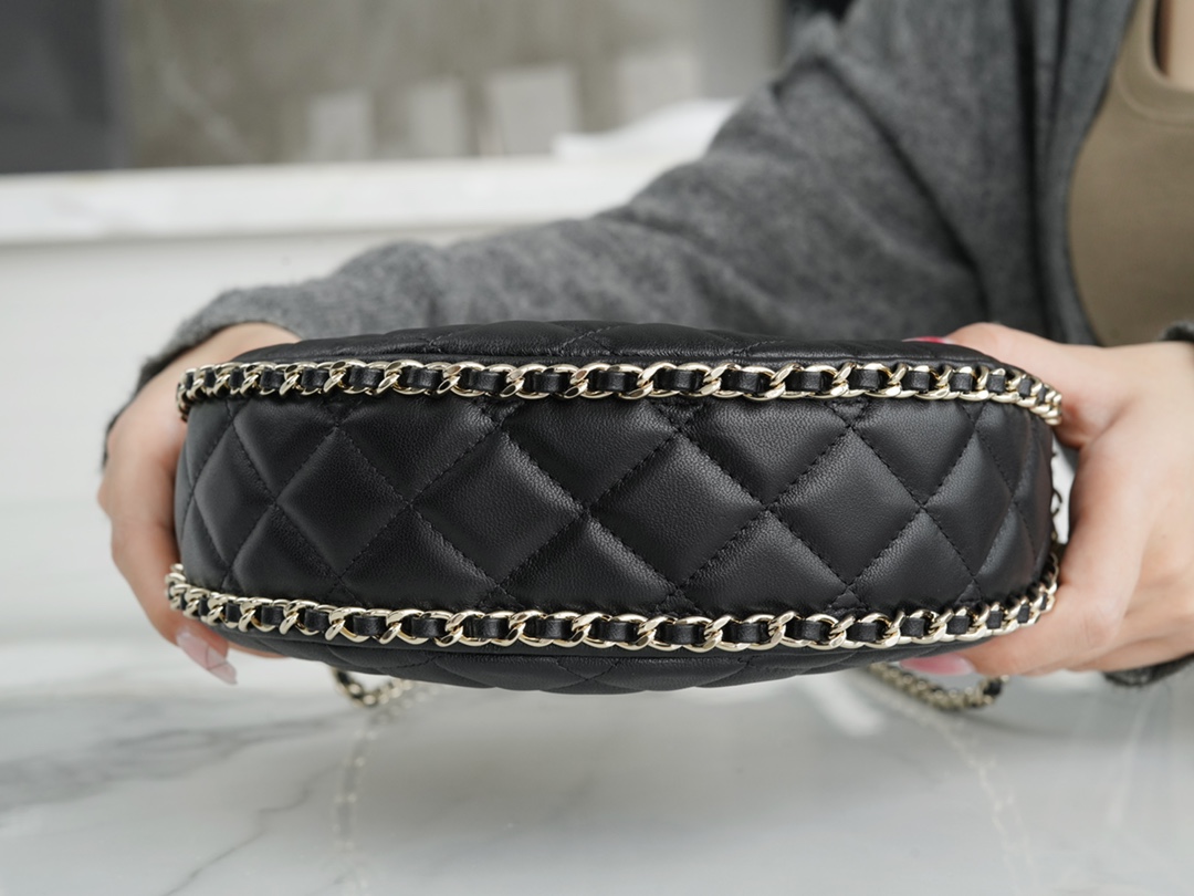 Chanel 23P Moon/Crescent Bag, Large Size, Black  